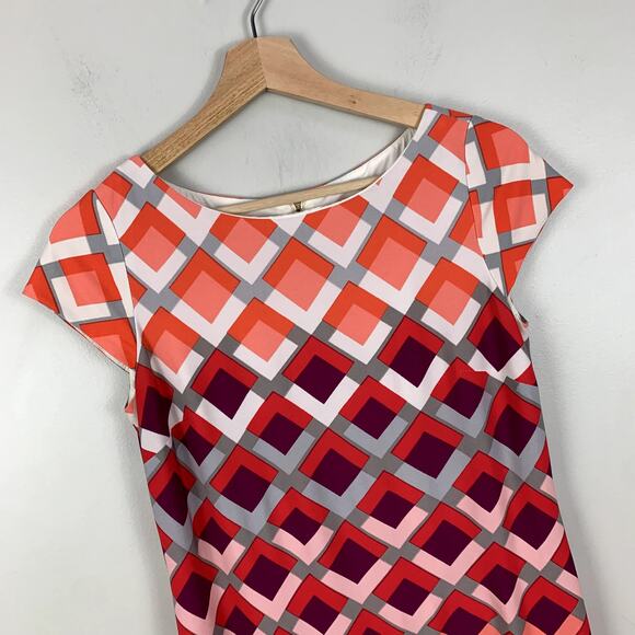 Eliza J Pink Ombre Diamond Shift Stretch Dress 4 S Small Short Cap Sleeve - Picture 4 of 10